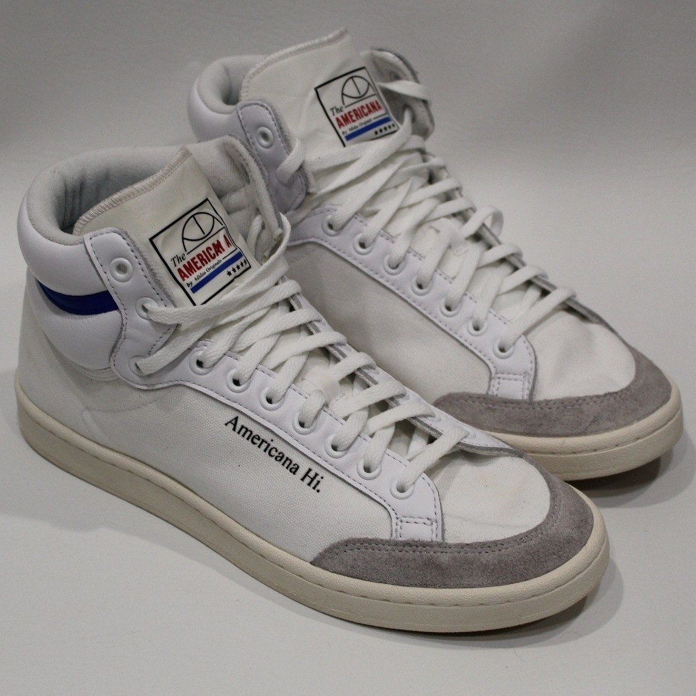 Adidas Americana Hi Shoes White Canvas Suede Lace Up High Top Mens Size 9 EG5522